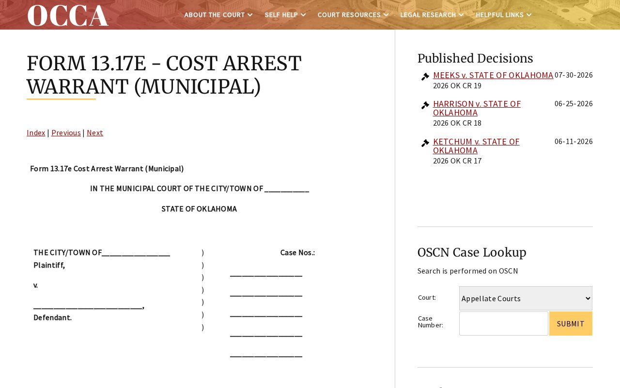 Woods County bench warrant lookup municipal cost arrest form