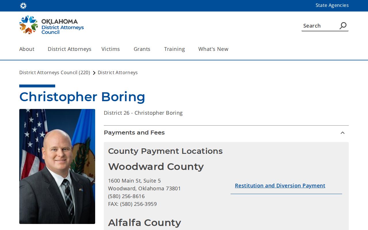 Woods County active warrant search District 26 attorney office
