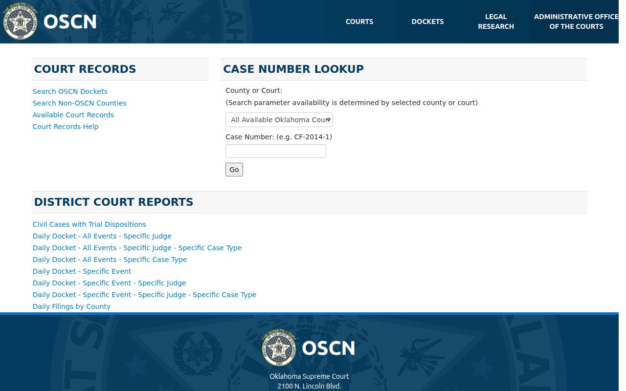 Woods County warrant records OSCN docket lookup